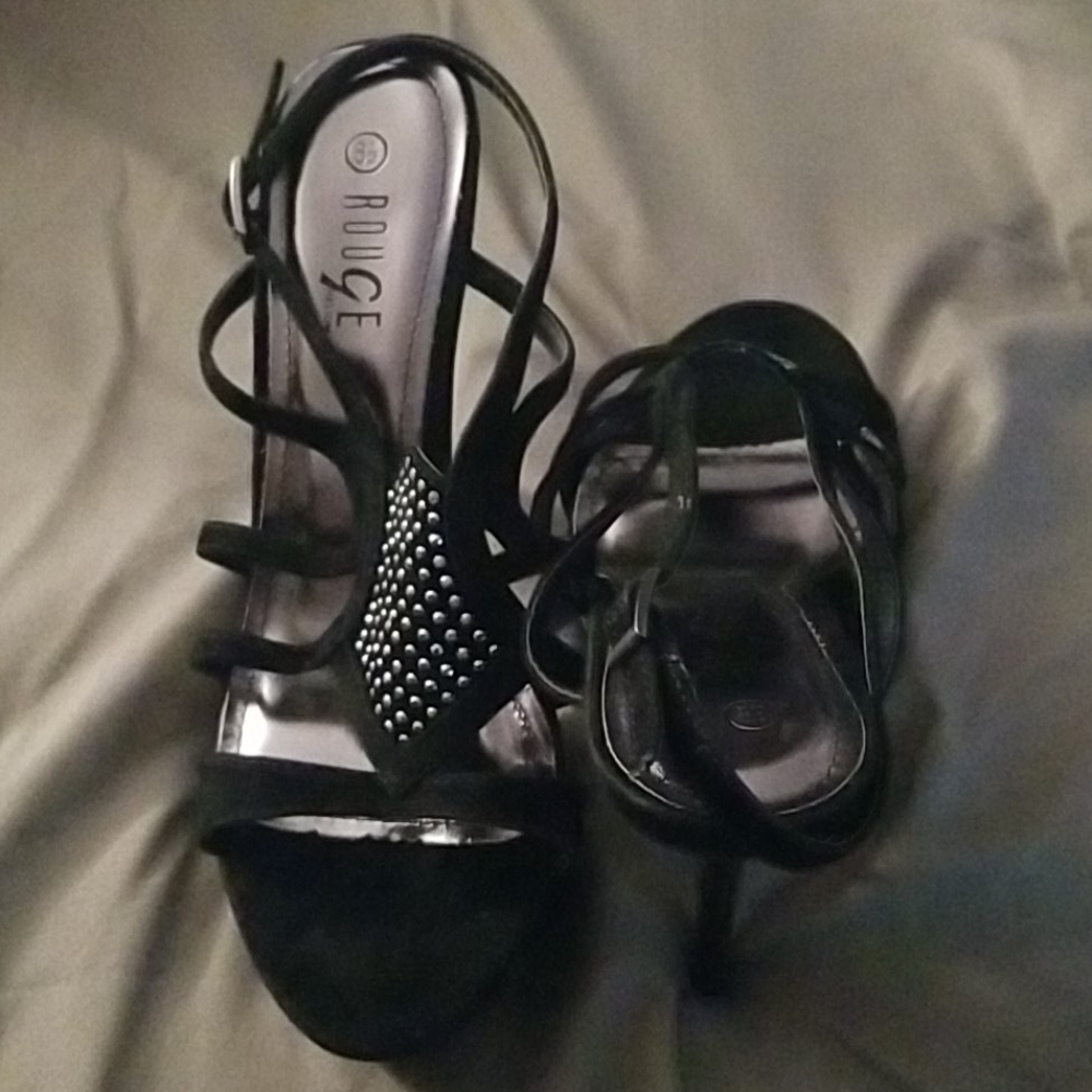 New 5" Black Suede Heels